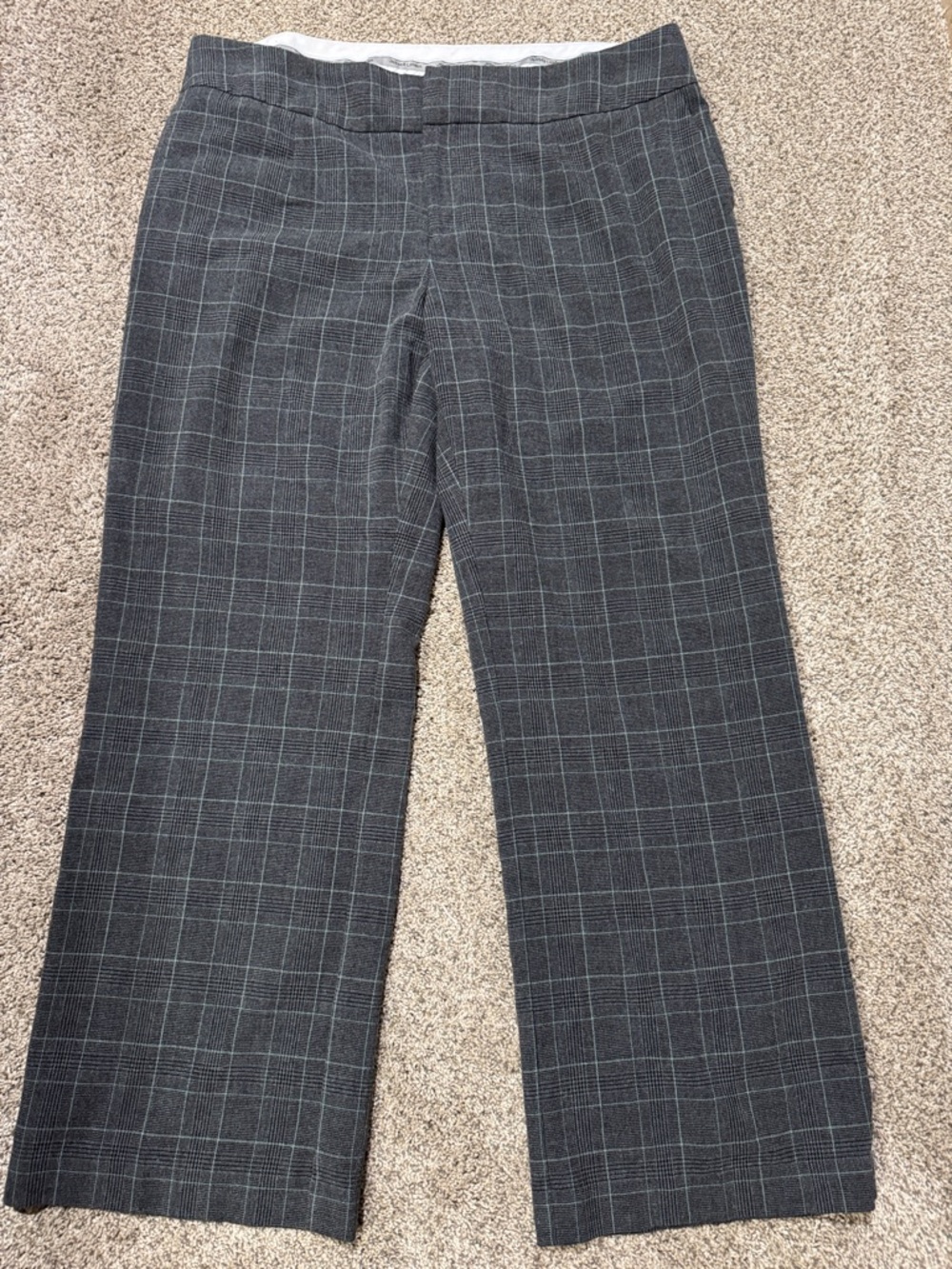 Jessica London Gray Plaid Dress Pants with Subtle light blue Windowpane